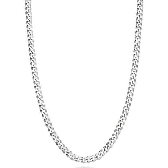 Italian Solid 925 Sterling Silver 3.5mm Diamond Cut Cuban Link Curb Chain Neckla - Picture 1 of 6
